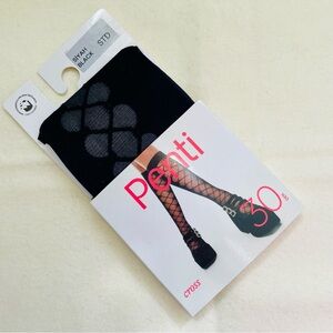 Penti Cross 30 Den Knee High Socks Black Diamond Lattice Pattern Sheer